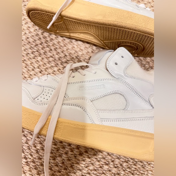 JIL SANDER BASKET white basketball sneakers SO CUTE size 40/9 leather excellent - Picture 2 of 5